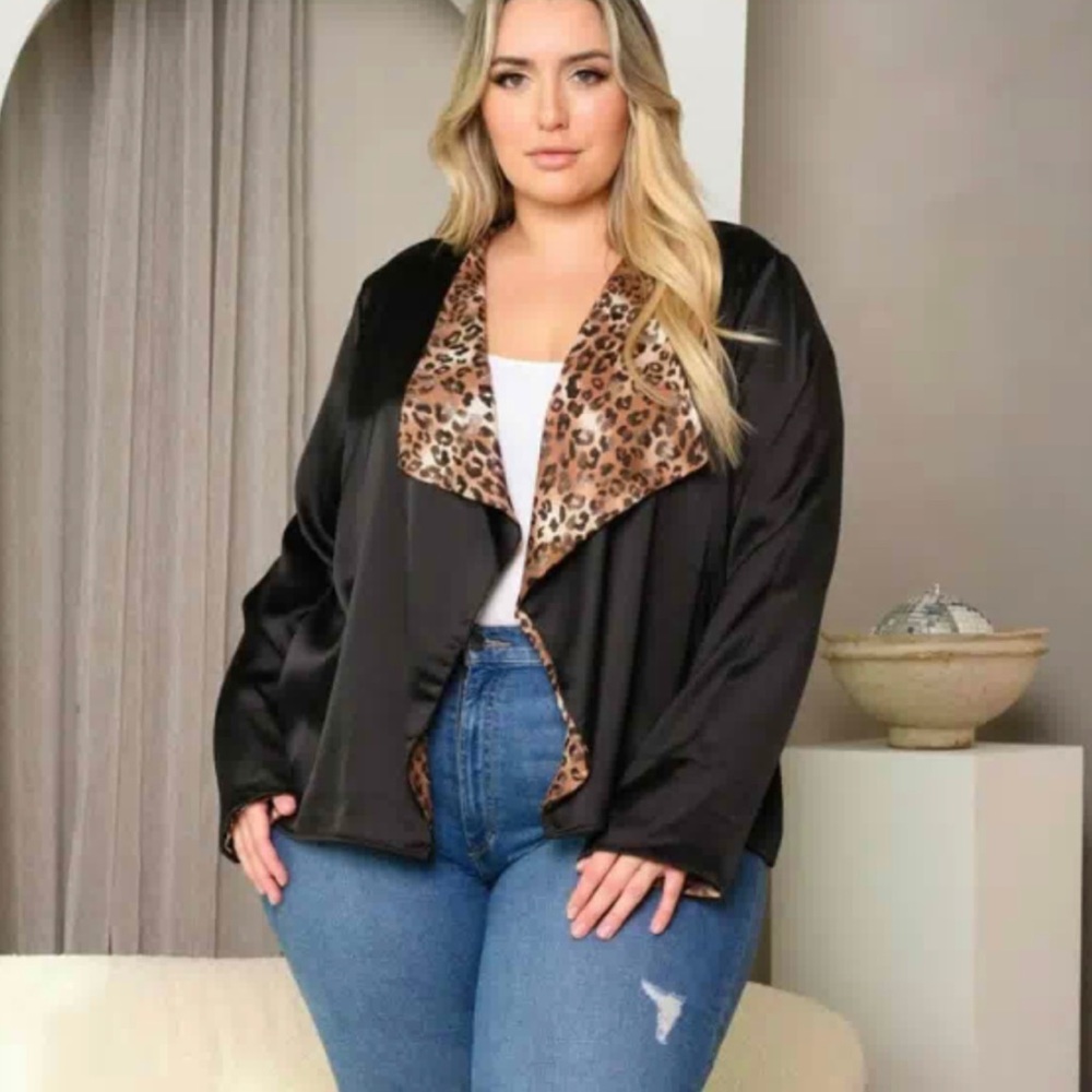 LONG SLEEVE ANIMAL PRINT OPEN FRONT CARDIGAN